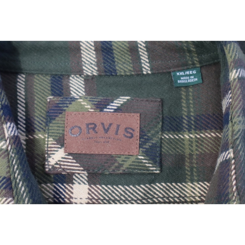 Orvis Shacket Mens XXL Green Plaid Heavyweight Flannel Button Down‎ Shirt Jacket - Picture 7 of 9
